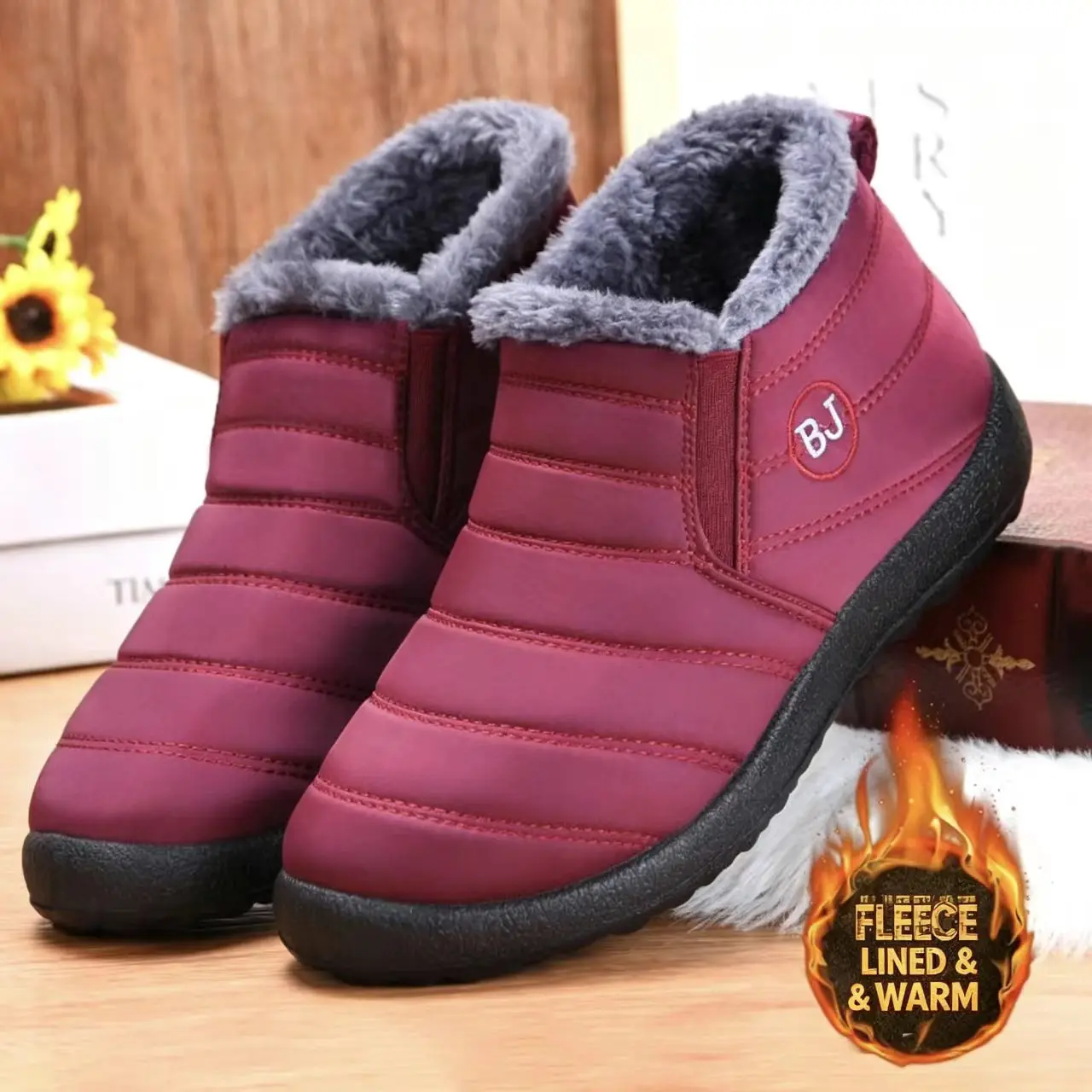 Winter fleece-lined warm cotton shoes for elderly, middle-aged thermal shoes, shoes for dad and mom, snow boots, one pair 35-47