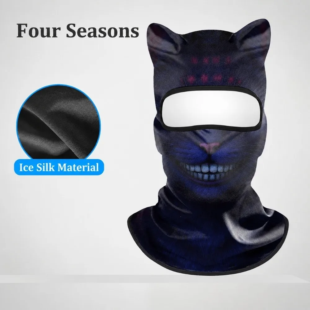 Animal Pattern Balaclava Mask Windproof Ice Silk Full Face Mask Skin Friendly Breathable Eared Head Cover Cycling/Party/Outdoor