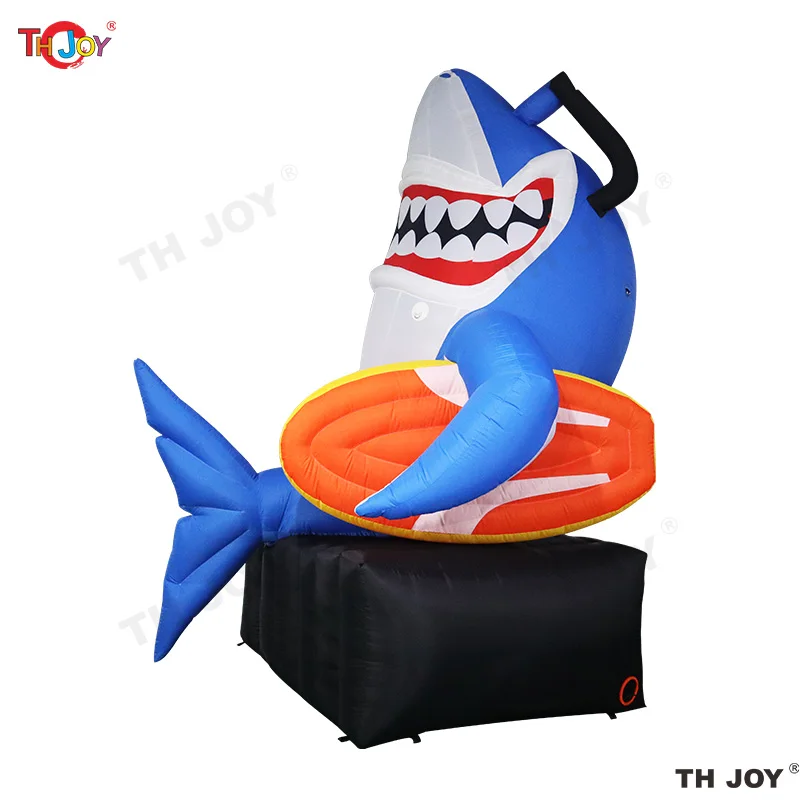 

6m/20ft Cute Design Inflatable Shark Cartoon Giant Inflatable Cartoon Shark Holding Surf Board For Advertising