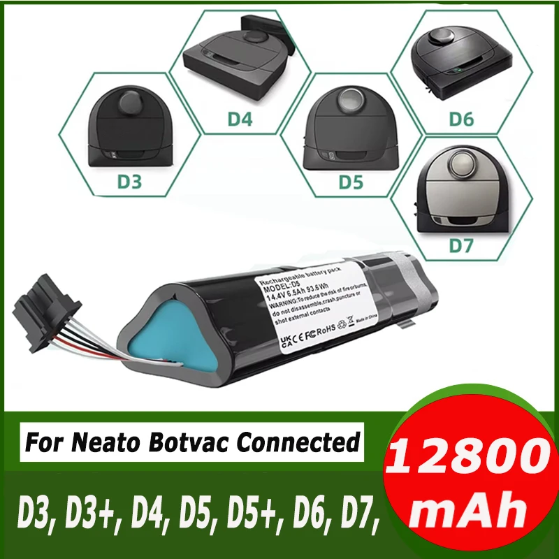 Оригинальный сменный литий-ионный аккумулятор 14,4 В 12800 мАч для подметального робота Neato Botvac D3 D4 D5 D6 D7 945-0225/205-0011