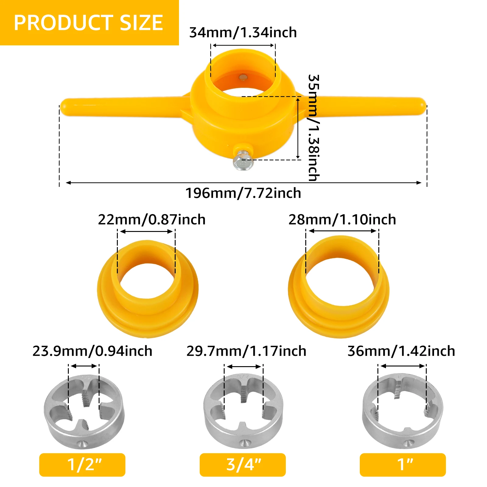 12/6PCS Plastic Pipe Thread Die Kit PVC/NPT Thread Maker 1/2\