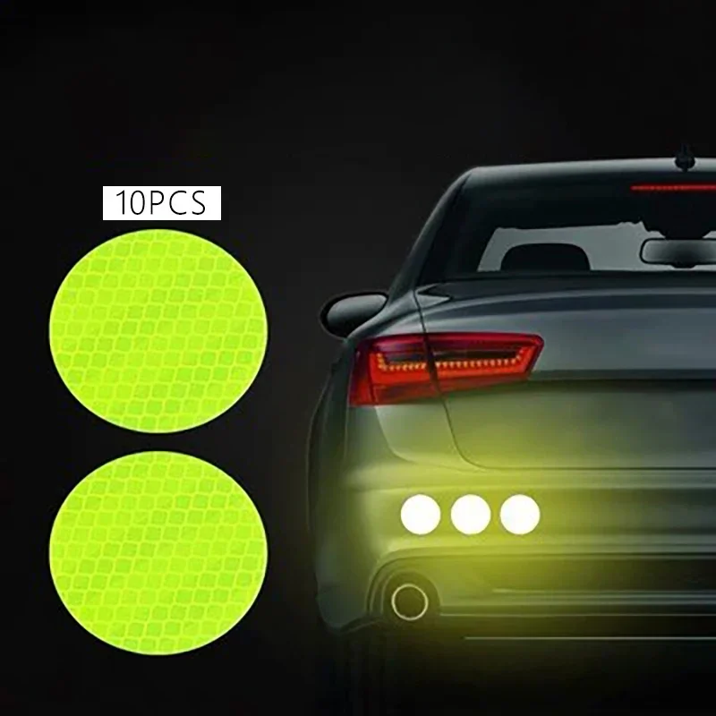 10Pcs 5CM Colorful Car Reflective Sticker Motorcycle Safety Warning Signs Cycling Car/Motorcycle/Bike Body Tail Ornamental Decal