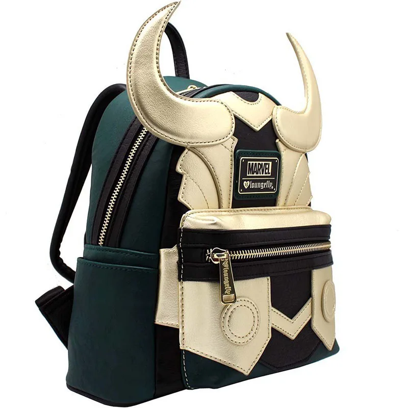 Marvel Loungefly Loki bolsos de Cosplay clásicos para mujer, bolso de hombro con doble correa, monedero, Mini mochila