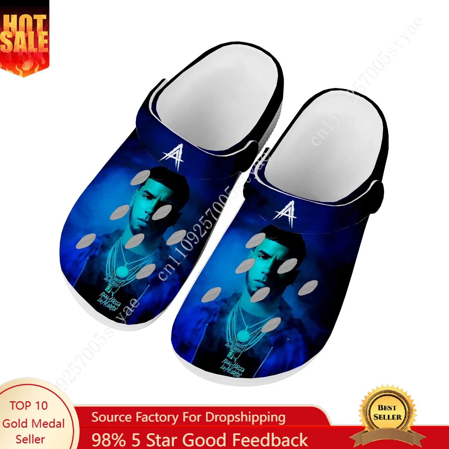 

Anuel AA Real Hasta la Muerte Sandals Mens Women Water Shoes Home Garden Clogs Custom Made Beach Bath Breathable Hole Slippers