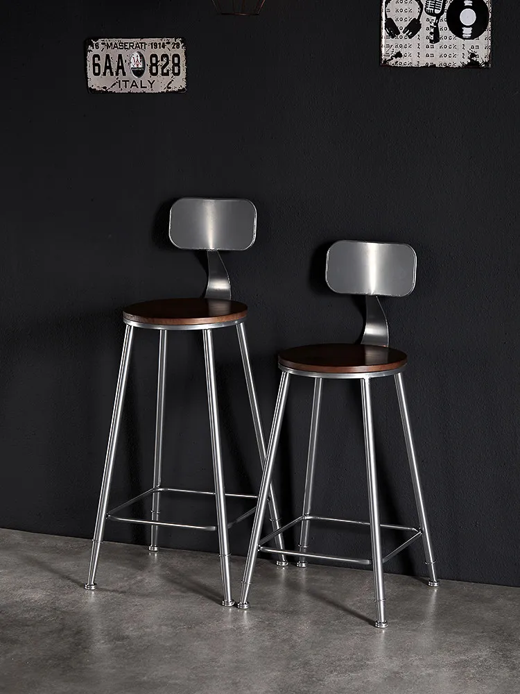 

%Bar High Chair, Iron Art Household bar Stool, Modern Minimalist with Backrest, Nordic Leisure bar Stool