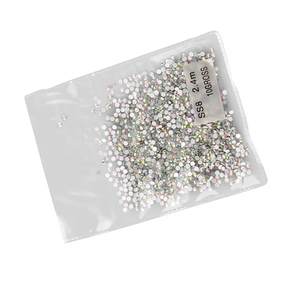 1440Pcs Crystal Ab Rhinestones Silver Base Multicolored Flat Back Stones for Nail Art Decoration Jewelry Design Cell Phone