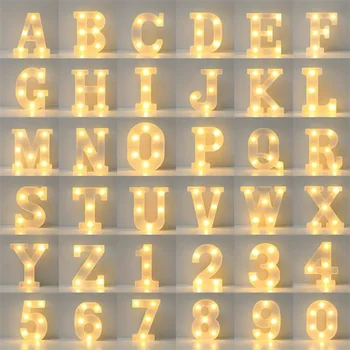 Letras y números de luz cálida LED de 22 cm, usando baterías como luz de decoración del hogar para propuestas y fiestas de cumpleaños