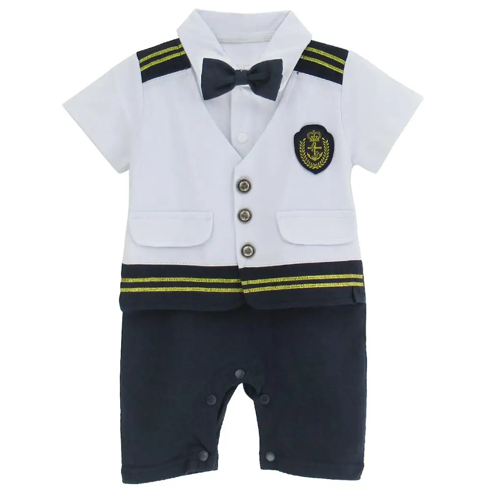 Baby Boys Captain Romper Costume Infant Outfits Set Toddler Halloween Sailor Clothes Newborn Clothing with Hats Shoes