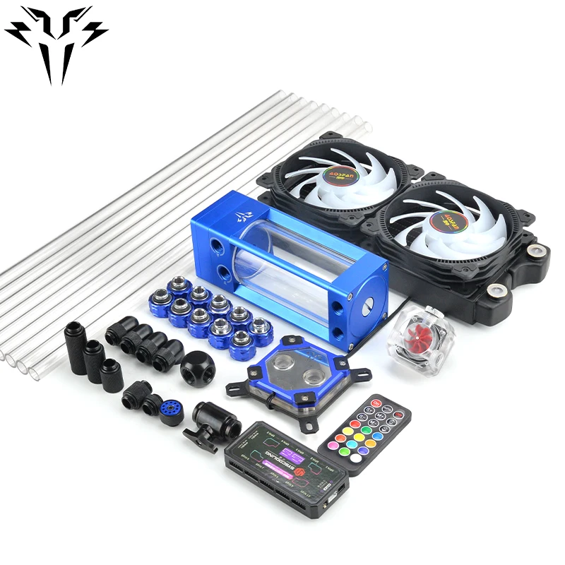 

Syscooling blue color PC water cooling kit PETG hard tube system with RGB lights used for Intel/AMD CPU liquid cooling set