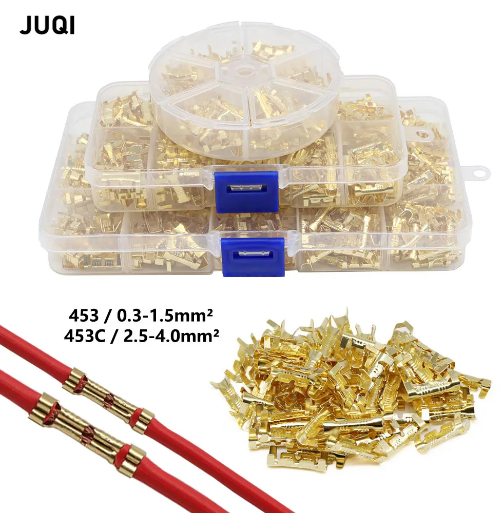 

105/260/480 pcs /box 453/453C U-shaped terminal tab cold inserts connectors brass cold crimping fast wiring terminal 0.3-4.0mm2