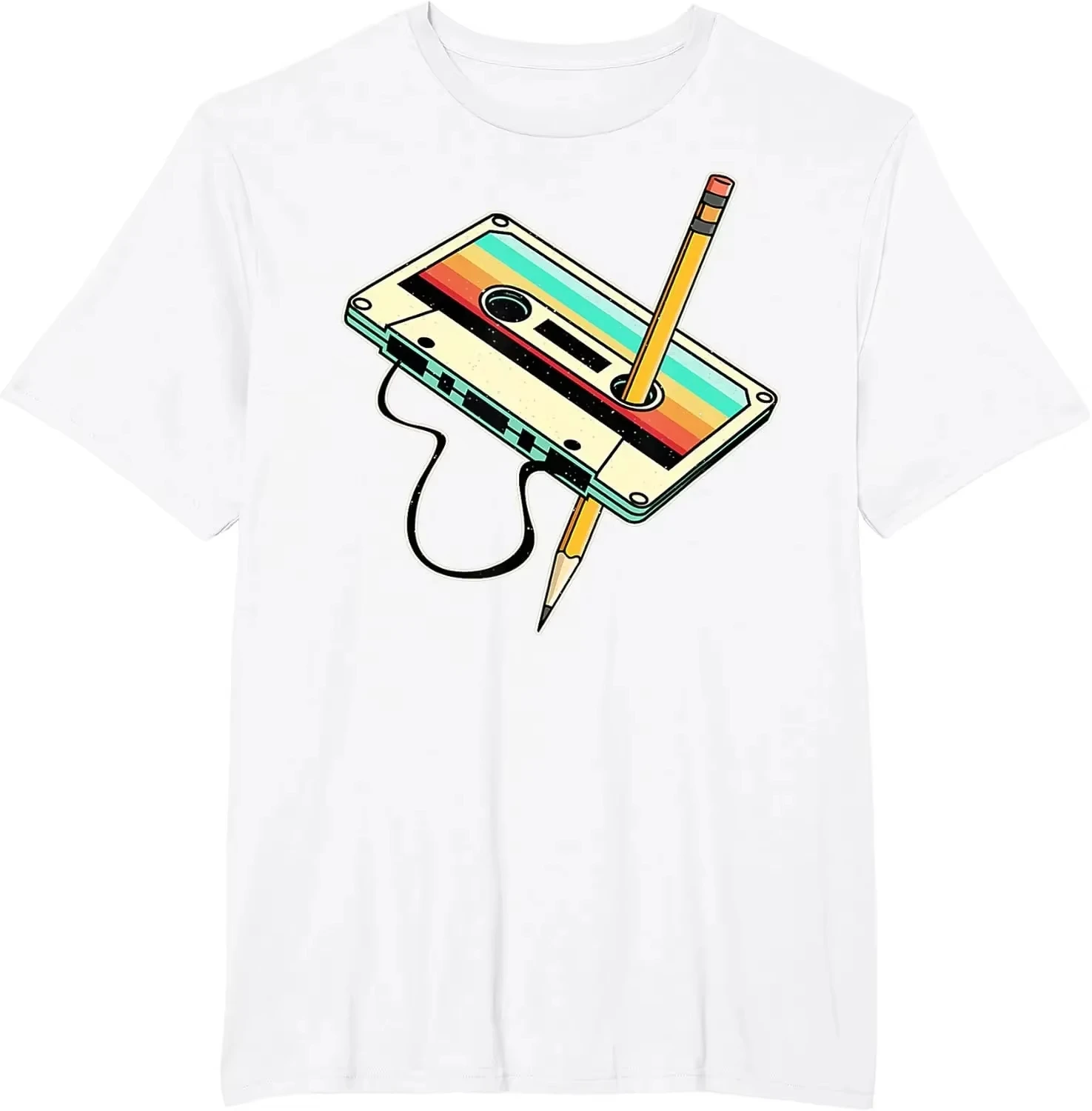 80s Cassette Pencil 80s Retro Throwback Music T-shirt Women's Men Clothing Retro Tshirt Camisetas Women Clothing Tops