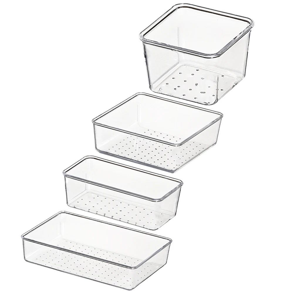 

4 Pcs Storage Box Lipstick Holder Clear Makeup Organizer Desk Organizers Accessories Gloss Tray Lipgloss Small Plastic