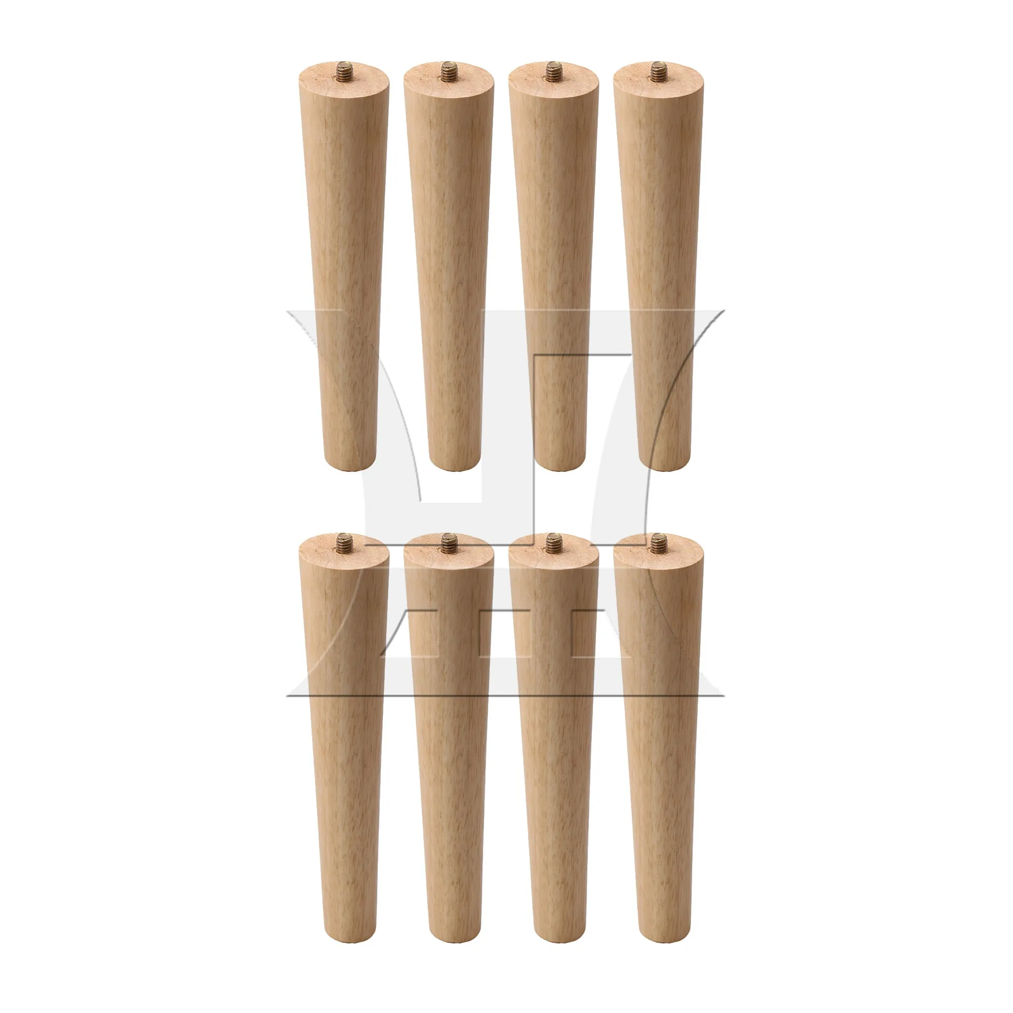 BQLZR 8 Pcs Solid Wood Round Tapered Chair Table Legs 25mm Bottom M8 Thread