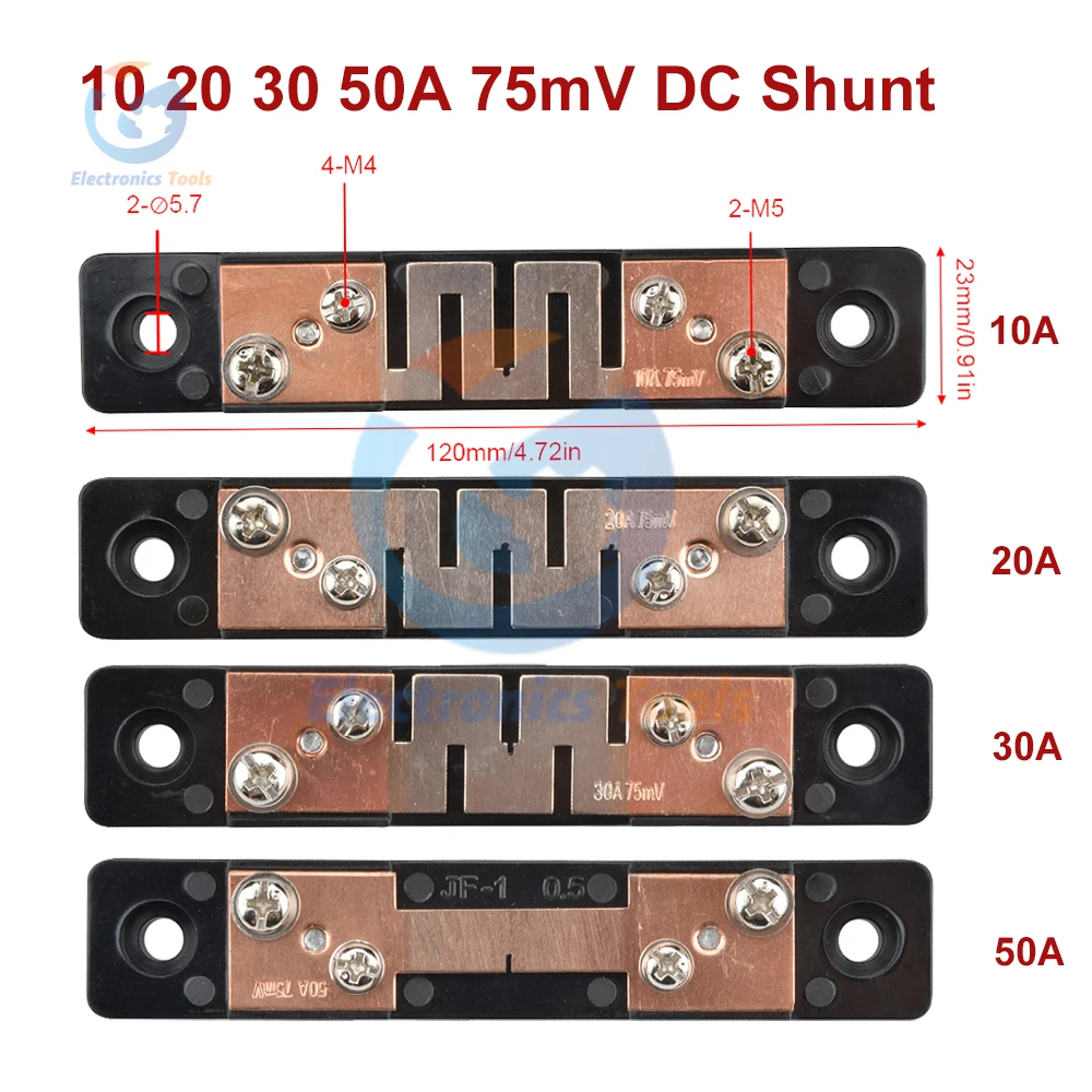 JF-01 10A 20A 30A 50A 75MV DC Ammeter Shunt ± 0.5 Grade DC Current Measuring Shunt Resistor for Ammeter Measuring Instrument