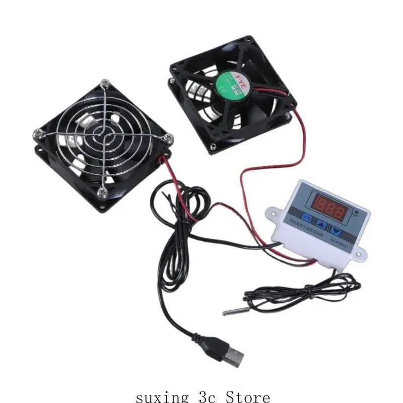 Versatile USB Cabinet Cooling Fan with Temperature Control for Home Theater Plant House MultiSpeed Controller Fan
