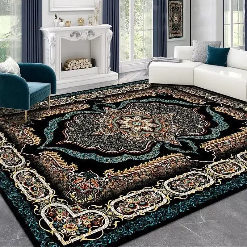 Home Decoration Persian Carpet Luxury Large Area Rug for Sofa Side Retro Living Room Carpets Bedroom Bedside Floor Mat Anti Slip