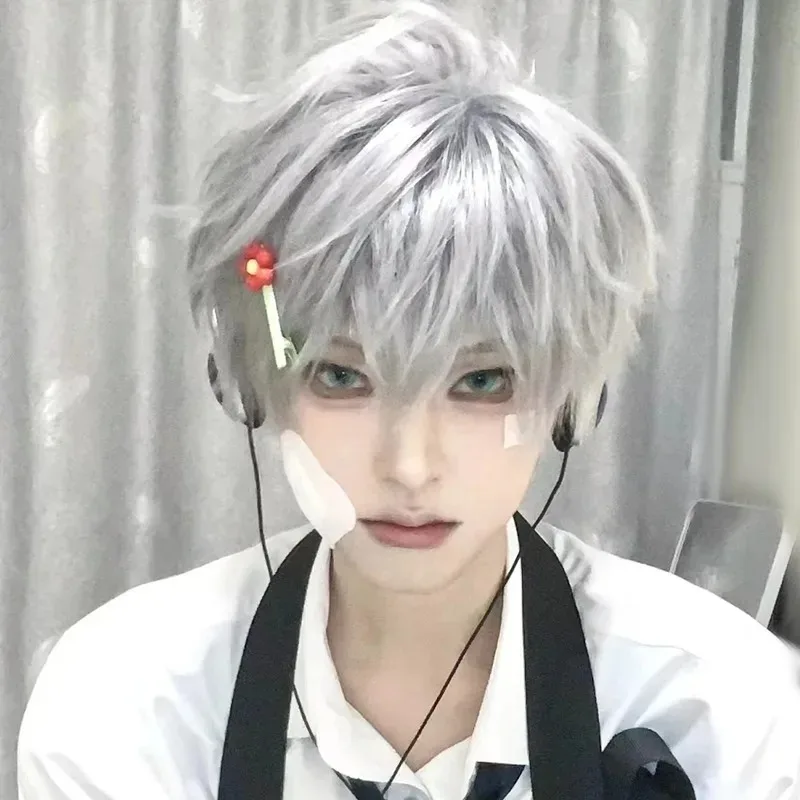 

Till Wig Аниме Alien Stage Косплей Серебристо-серые короткие волосы с цветком Заколка для волос Реквизит для ролевых игр Аксессуары Унисекс Тематическая вечеринка
