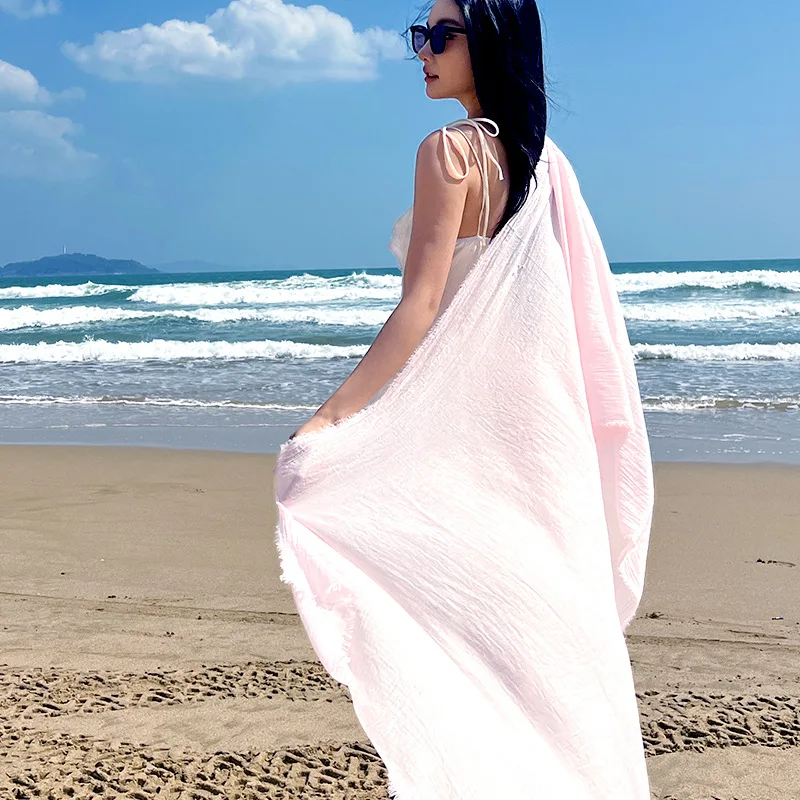 Summer Travel Scarf Imitation Cotton and Linen Shawl Women's High-Grade Seaside Desert
