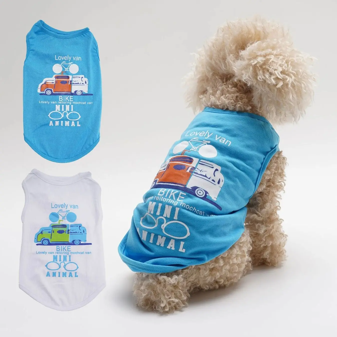 2 Pack Thin Pet Clothes for Dogs And Cats Car Bike Glasses Print Breathable Comfortable Vest Jumpsuit for Small Medium Size Pets