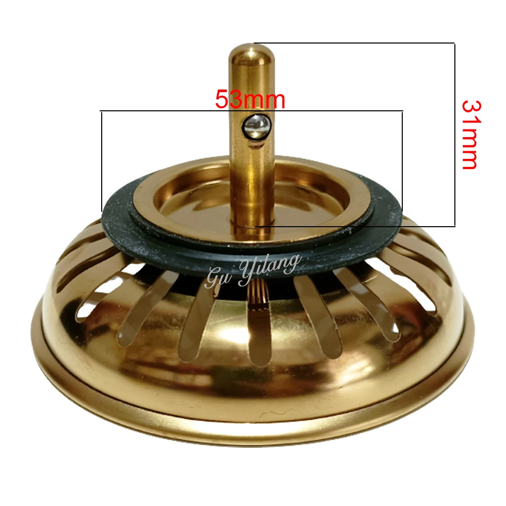 GYL 8.3cm Golden Color Kitchen Sink Plug with Spring Steel Ball Sink Filter Sink Drainer Stopper Gold Strainer 3-1/2 strainer