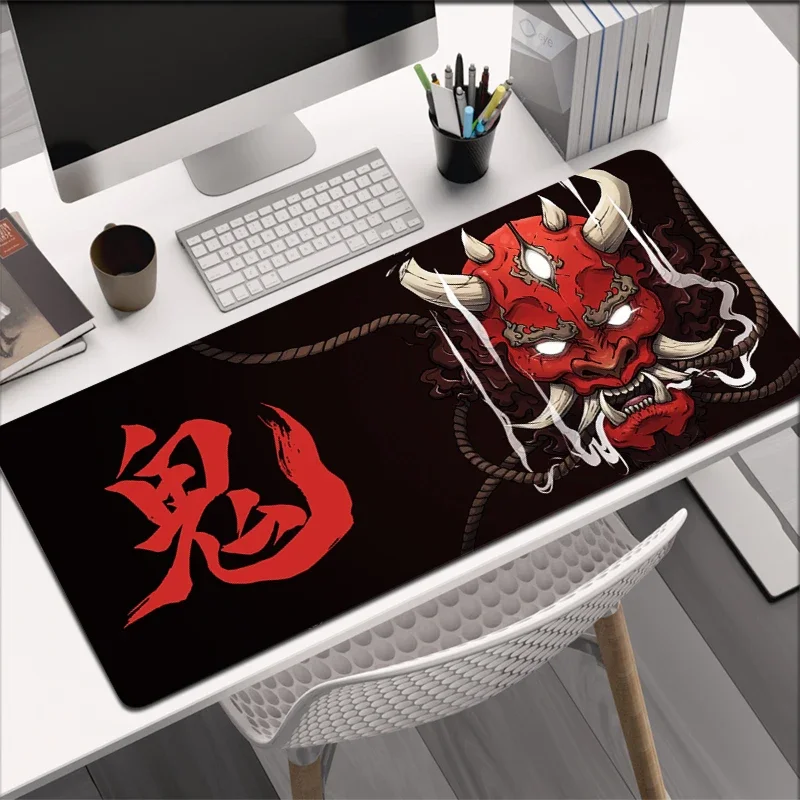 Japanese Oni Mouse Pad HD Print Deskmat Gamer Keyboard Mousepad Gaming Accessories Computer Table Rubber XL 900x400 Mouse Mats