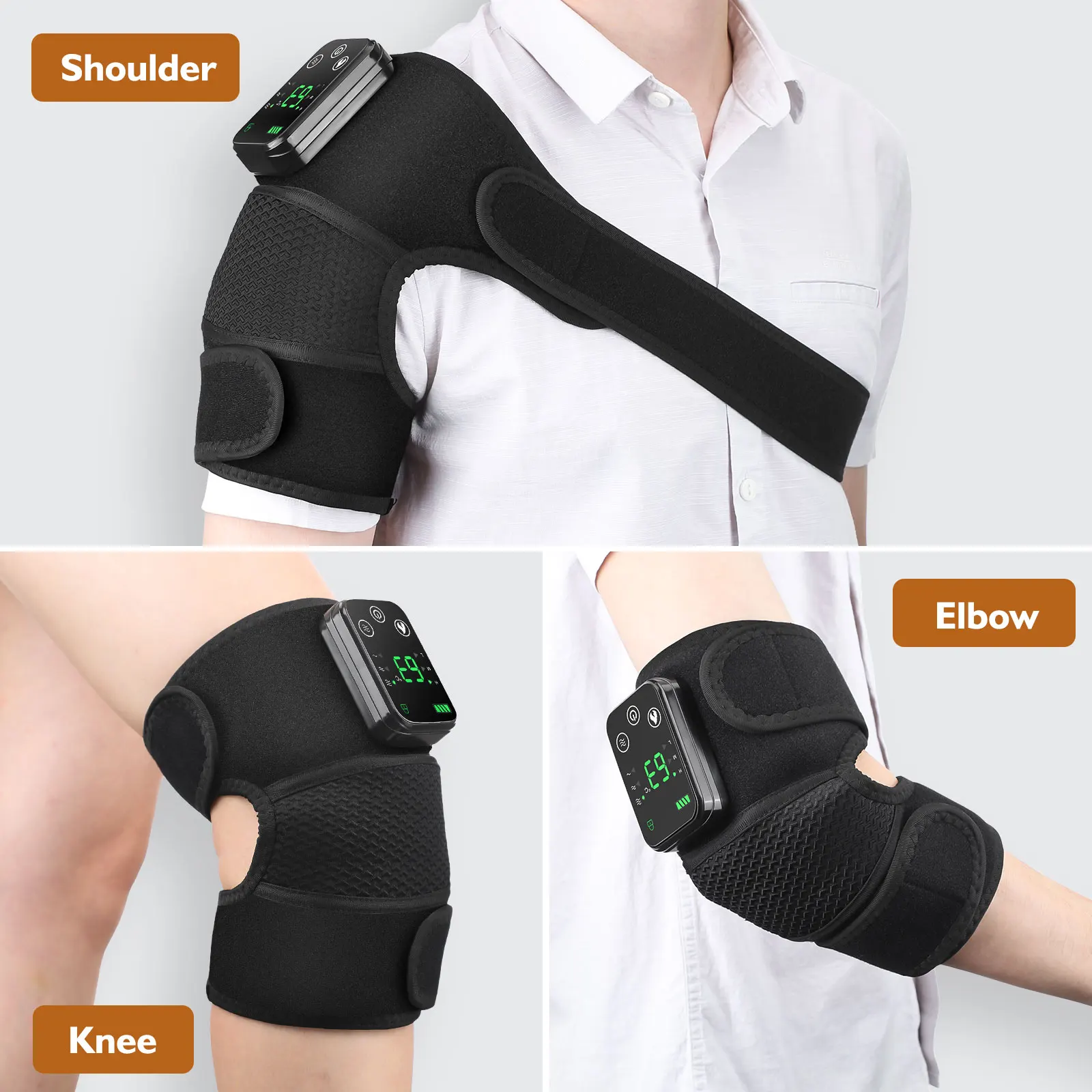 Electric Heating Shoulder Massager Vabration Brace Rechargeable Knee Elbow Massager Belt Heating Pads Wireless