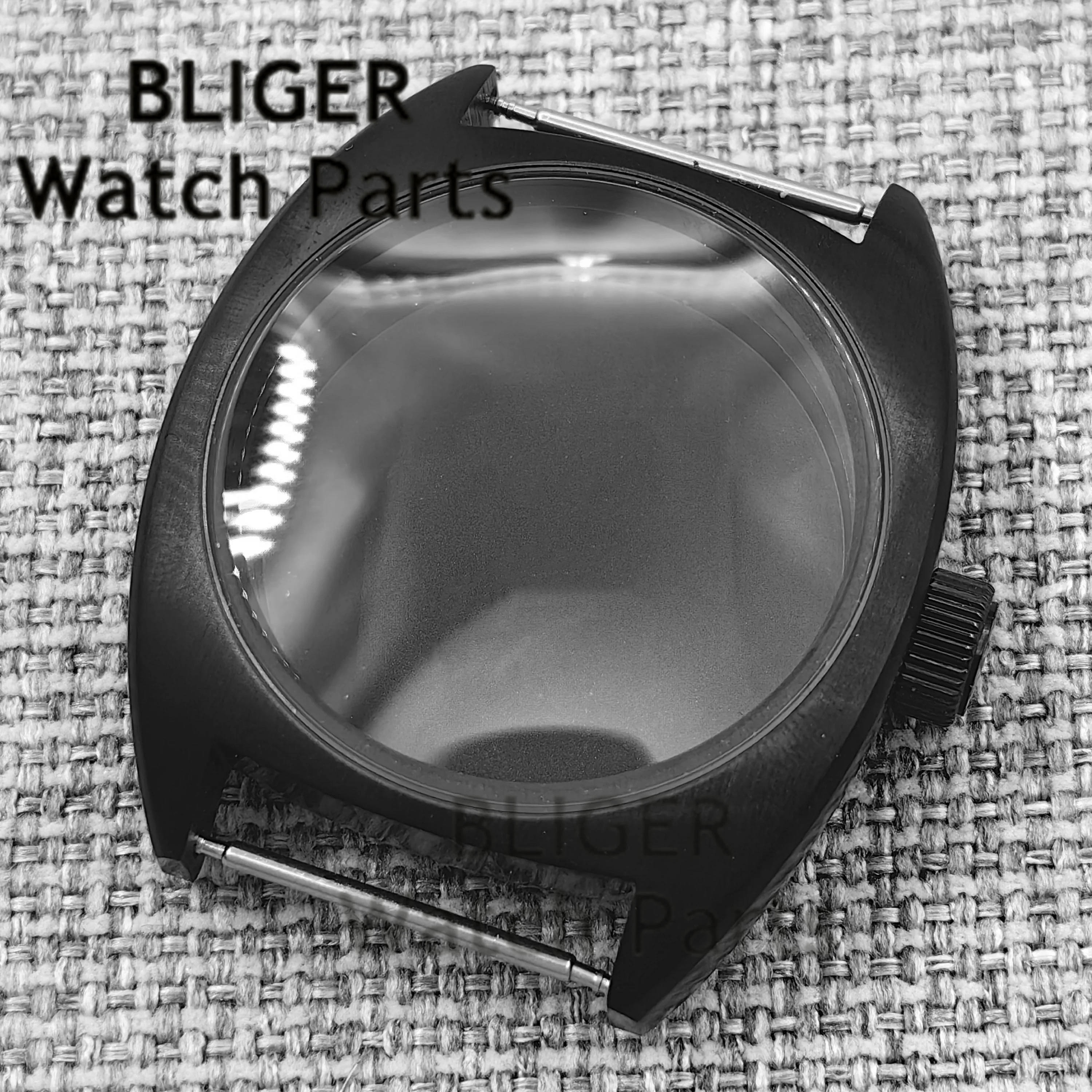 PVD Black36mm/39mm Double Domed Sapphire Glass Watch Cases Fit NH34 NH35 NH36 NH38 ETA2824 PT5000 Movement Big Crown/Small Crown