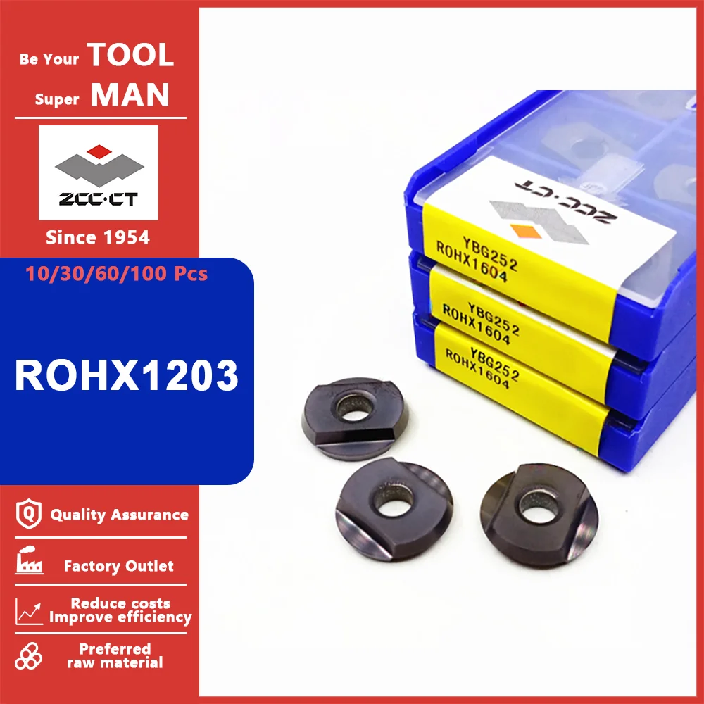 

ZCC CT Original ROHX1203 YBG202 YBG252 Milling Inserts ROHX 1203 Lathe Tool Carbide Milling Turning Tools