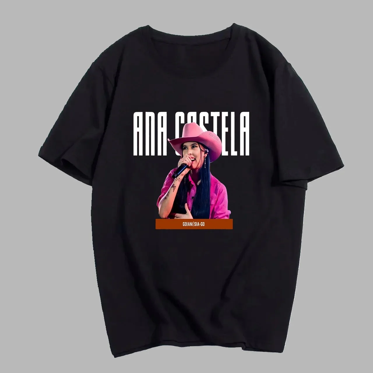 Ropa de calle Retro cantante brasileña Ana Castela, camiseta holgada de manga corta, camiseta Unisex de tendencia neutra, camiseta gráfica de gran tamaño
