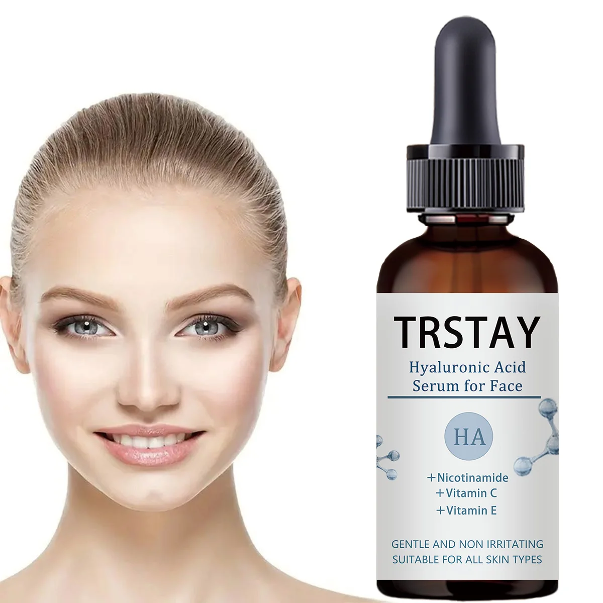 Pure hyaluronic acid essence facial essence reduces fine lines, deeply moisturizes dry skin, and reduces dark spots