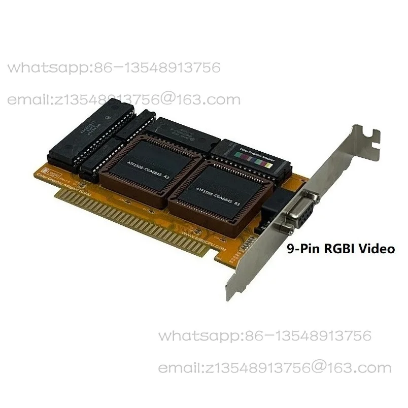 6845 chip CGA graphics card ISA bus 16KB graphics memory, old PC first generation graphics adapter