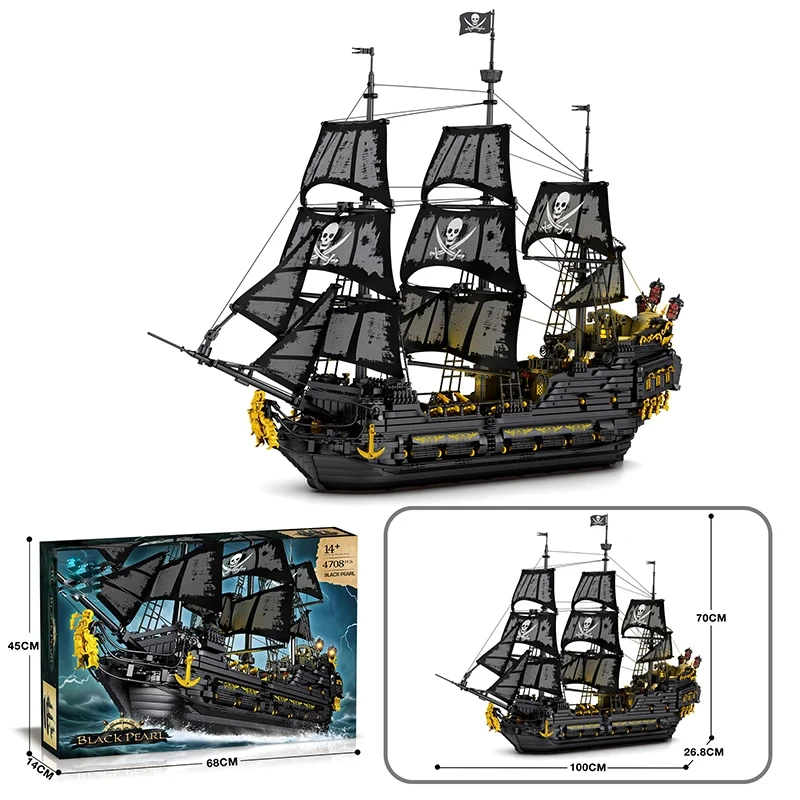 Creative Flying Dutchman And Caribbean pirate ship Lighting Black Pearl Building Blocks Toys Model For Boys Gifts