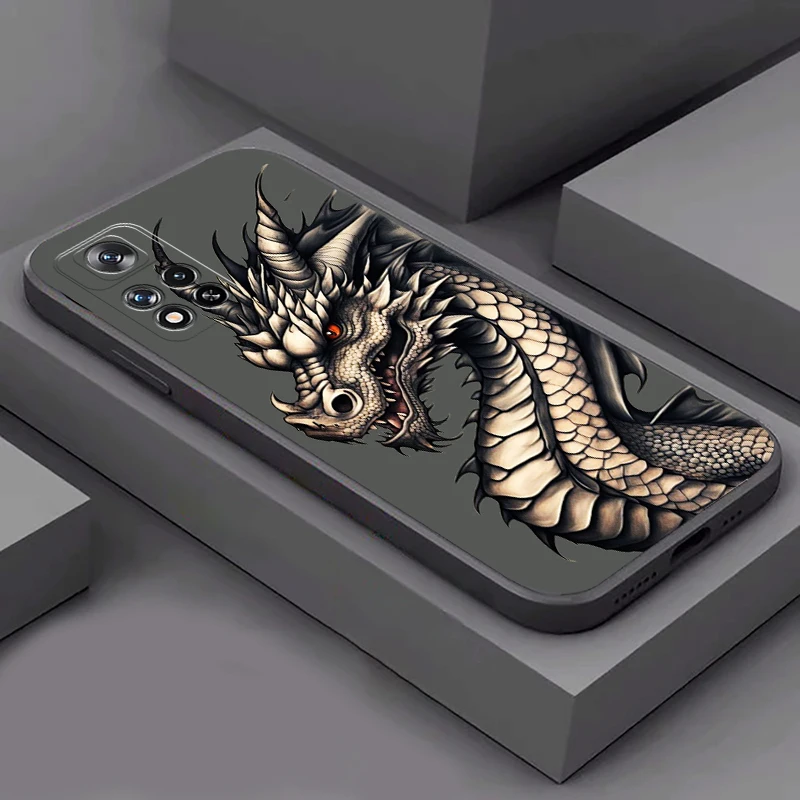 Chinese Divine Dragon For Xiaomi Redmi Note 12 11 11S 11T 10 10S 10T 9 8 Pro Plus Phone Case Liquid Silicone Back