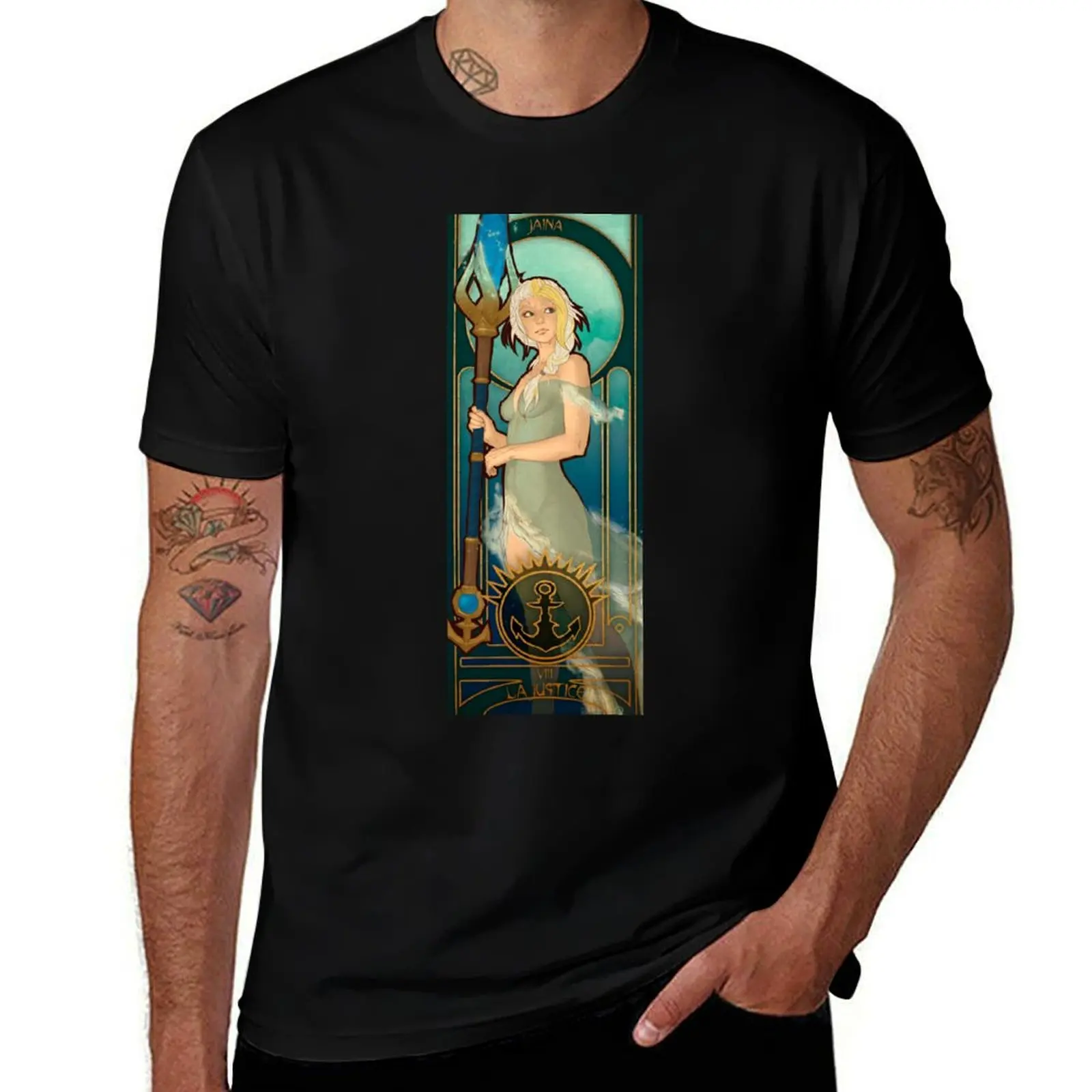 

Fanart: Tarot card in Art Nouveau style: Justice, Jaina T-Shirt Casual Everyday Wear T-Shirt