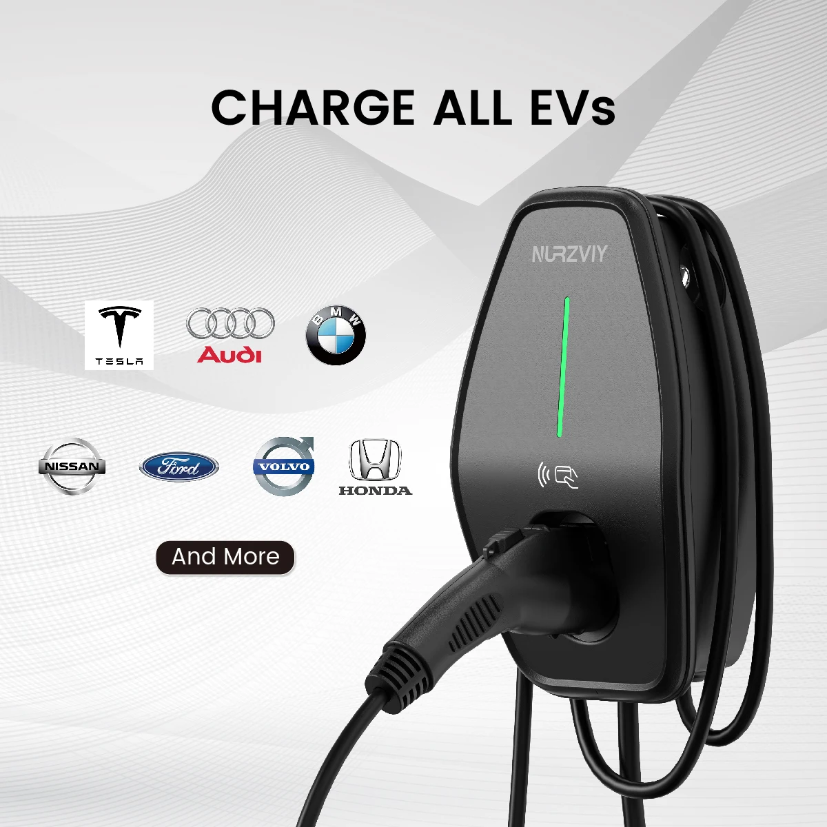 NURZVIY Home EV Charger 32 Amp 240V Electric Vehicle Charging Station Smart EV Charger, NEMA 14-50 Plug-in Level 2 WiFi Enabled