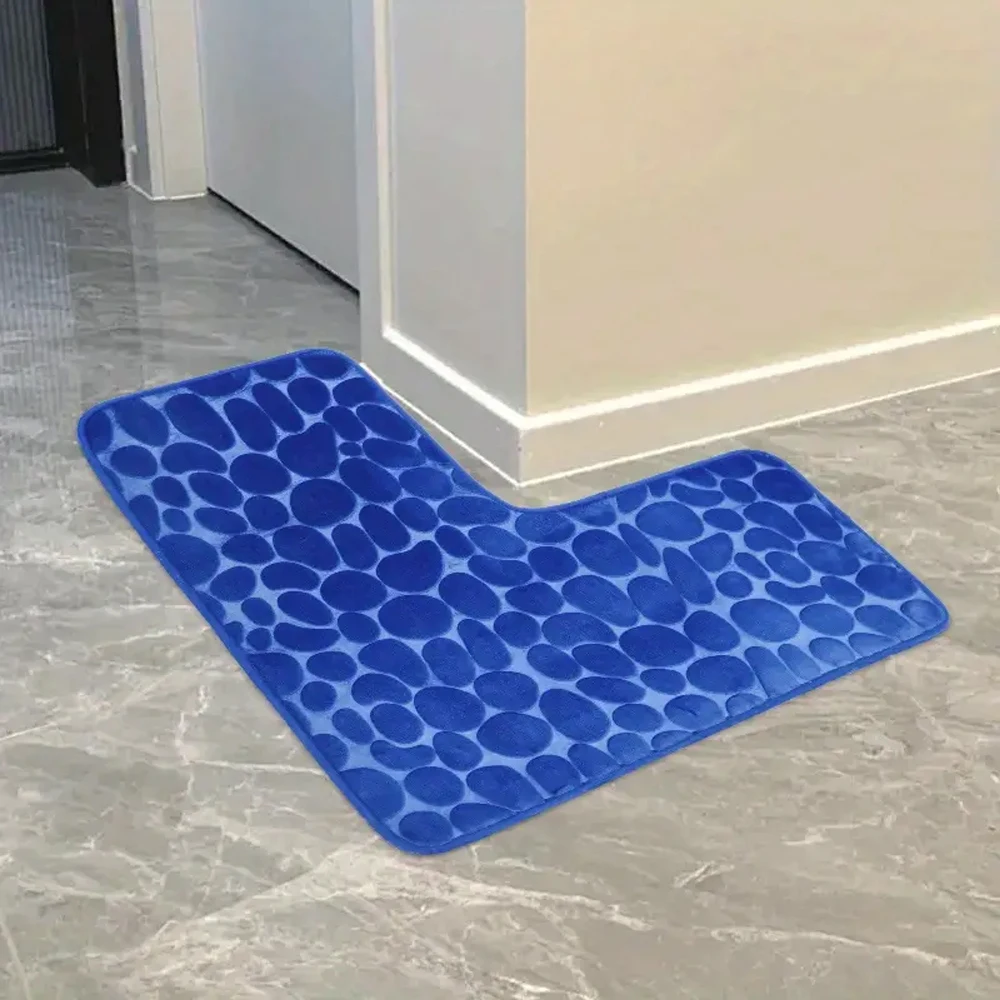 Bathroom Rug, L-Shaped Bath Mat, Non Slip Corner Shower Mat, Water Absorbent Soft Bath Rug, Fluffy Washable Rug Carpet