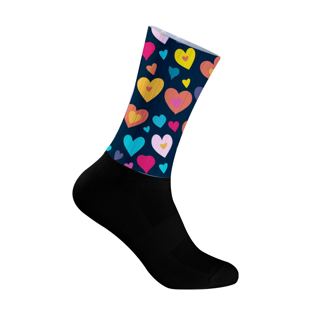 

Colorful love - printed cycling socks Breathable Anti-Slip Bike Socks