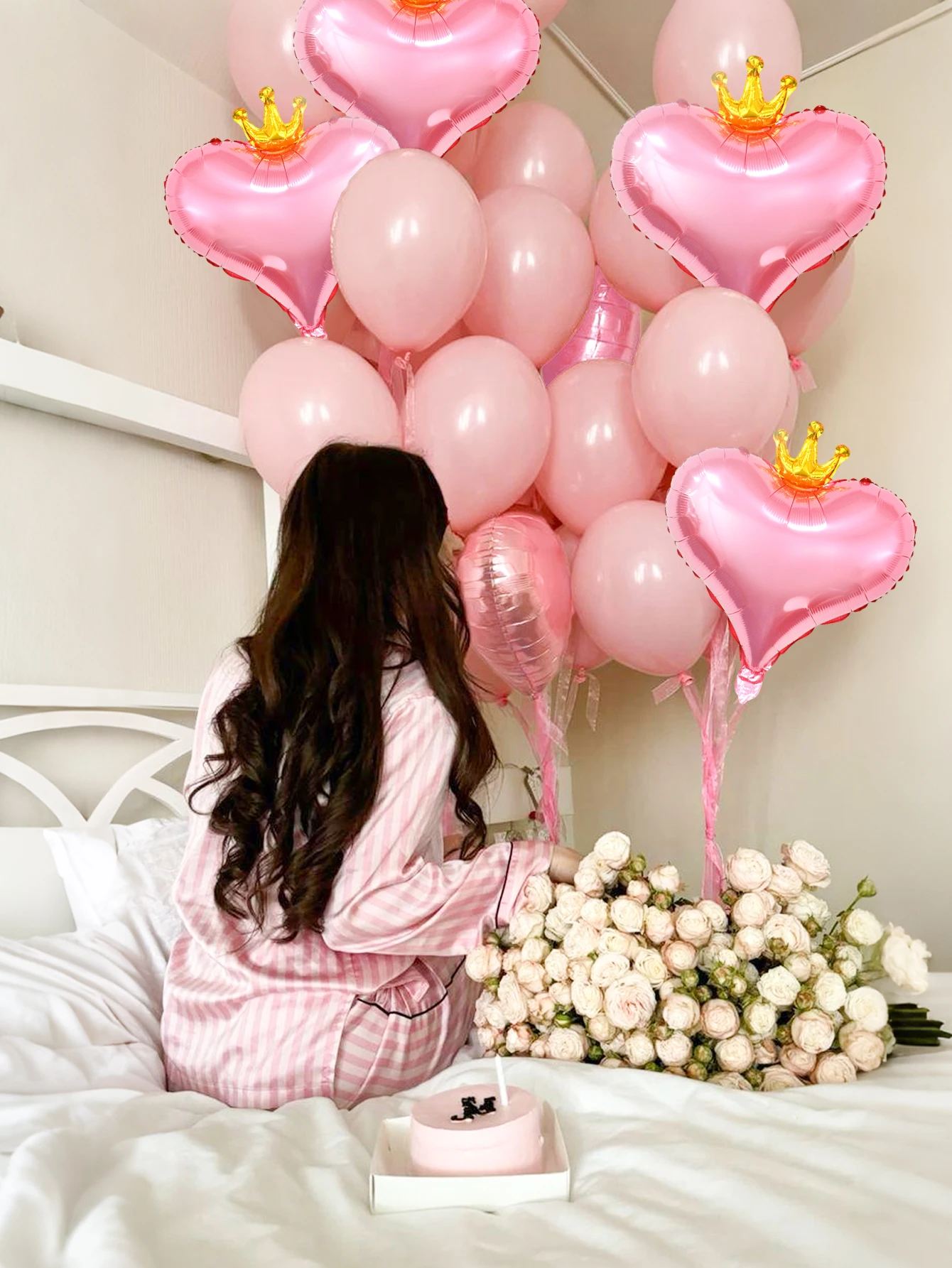بالونات على شكل قلب على شكل تاج مكونة من 4 قطع، 19 بوصة، عائمة، مناسبة لزينة الزفاف، عيد الحب، المقترحات، دعامة صور التاريخ