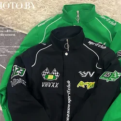 Motorcyclist Man Racer Baseball Uniform Racing Bike Embroidery Windbreaker Coat Spring Autumn Flight Stand-up Men Women  Jacket