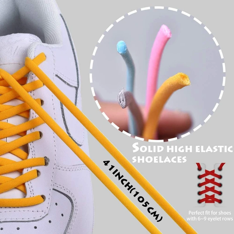 1 Pair No Tie Shoelaces For Sneakers Elastic Shoe Laces Round Capsule Metal Lock Lazy Shoes Lace Quick put on and take off