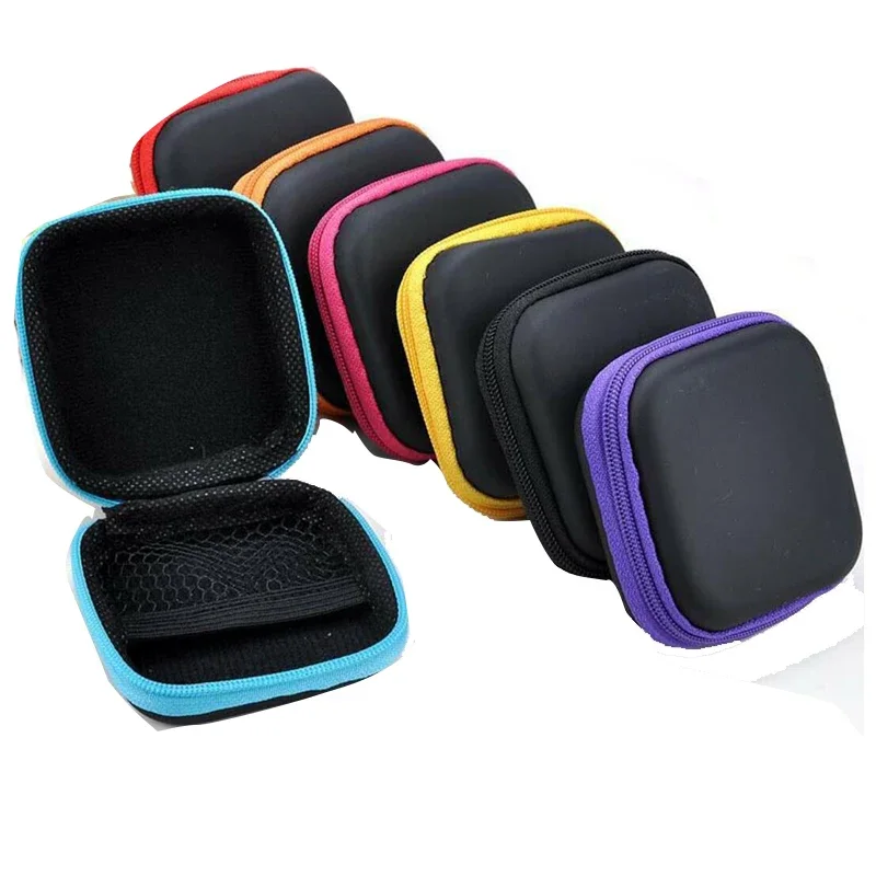 Headphones Storage Box USB Hard Case Earphone Bag Key Money Coin Bags Waterproof SD Card Cable Earphone Holder Box Square Shape