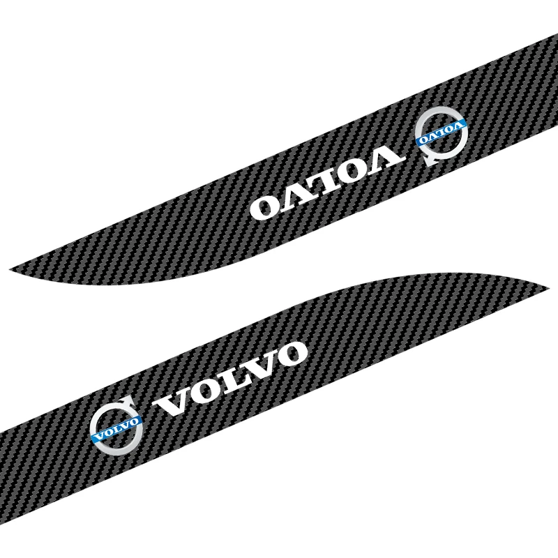 2pcs Carbon Fiber Sport Stripes Car Door Side Skirt Decor Sticker For Volvo R Design T6 AWD C30 C40 C50 C70 S40 S70 S80 S90 V40