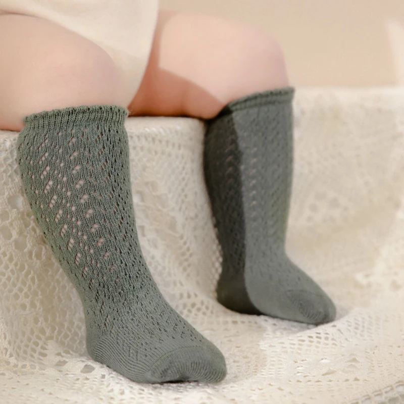 Baby Girls Knee High Socks Toddler Mesh Breathable Dress Socks Kids Cotton Tube Uniform Stockings