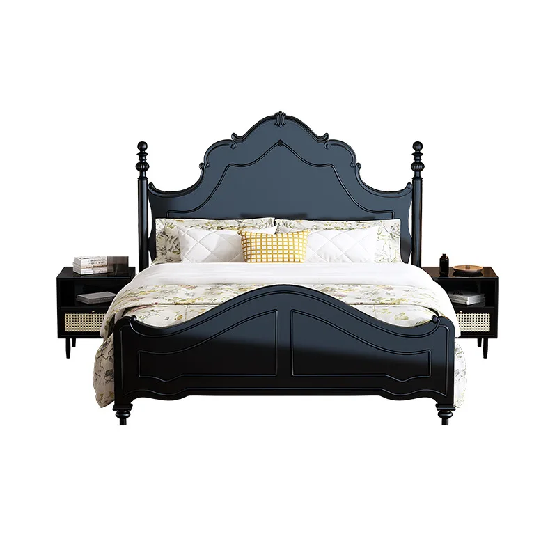 

American country, retro, solid wood bed, master bedroom, large bed 1.8 meters