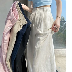 Cotton and Linen Women's Wide Leg Full Pants High Waist Summer Female Elegant Minimalism Straight Loose Trousers 2026 Autumn