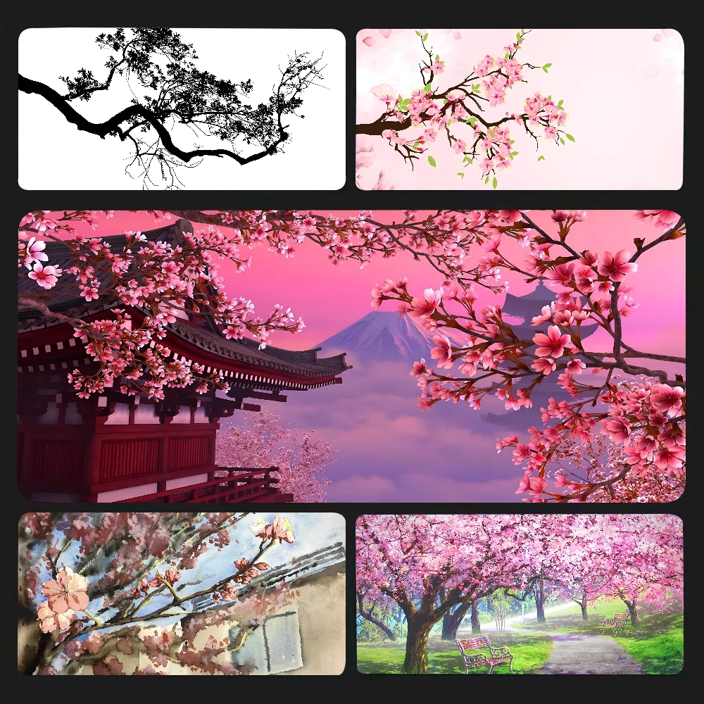 

Japanese Style Gaming Mouse Pad Pink Sakura Mousepad Mouse Mat Desk Mat With Pad Gaming Accessories Prime Gaming XXL Keyboard P