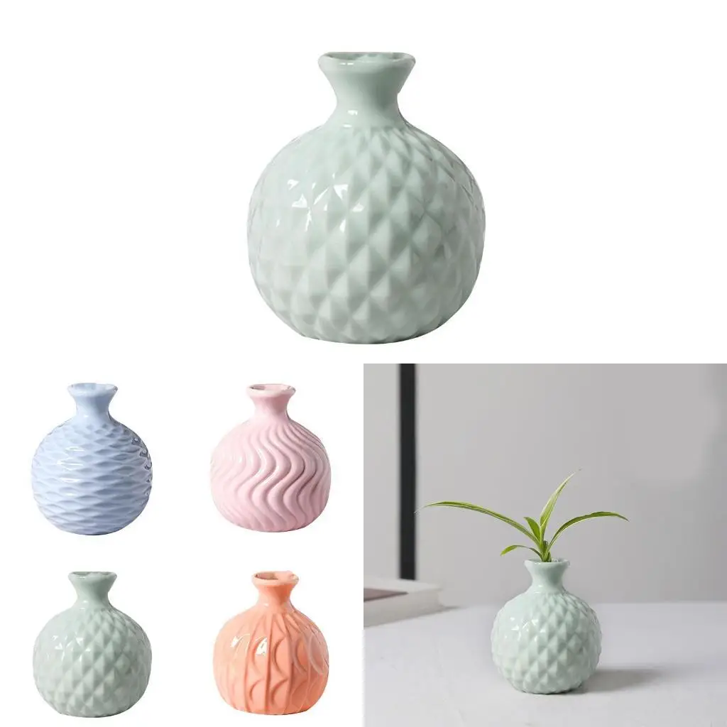 L43A European-Style Ceramic Vase Living Room Geometric Vases Mini Hydroponic Flower Arrangement