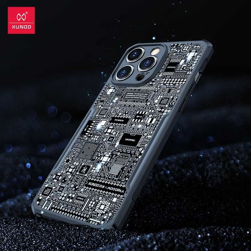 

For iPhone 14 Pro Max iPhone 13 14 Plus Case Xundd Luxury Pure Silver Phone Case Original Handmade Circuit Pattern Back Cover