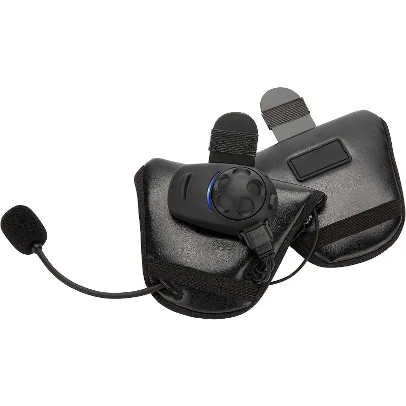 Auricular estéreo Bluetooth para motocicleta e interfone, sintonizador FM embutido para metade dos capacetes, preto, SPH10H-FM-01