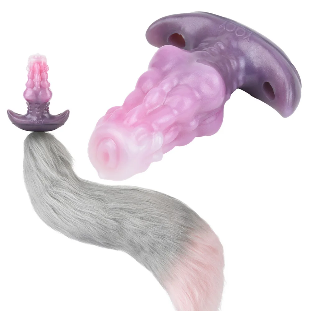LEZEE Strapon Dildo Anal Plug Pants Harnesses Chastity Belt Cosplay Fox's Tail Straps Vibrating Dildos Sex Toys For Women Men